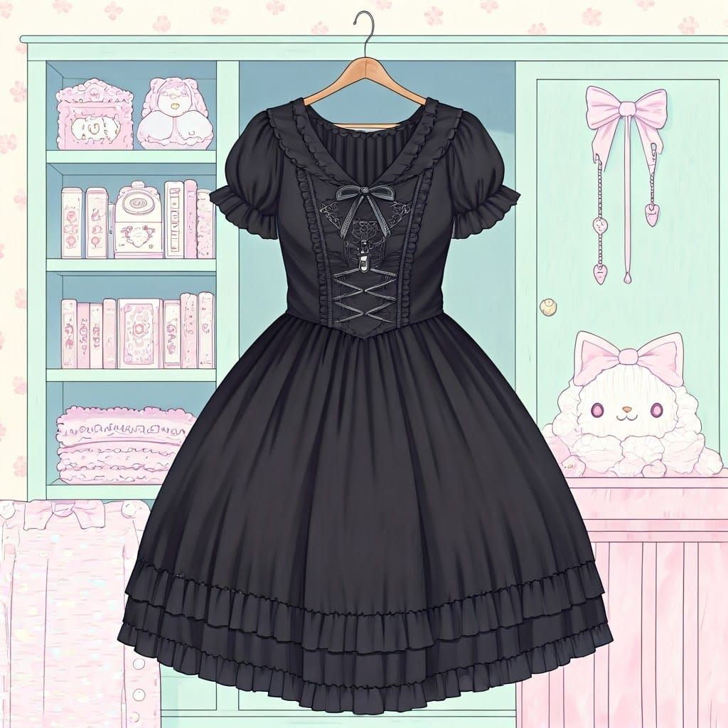 Gothic Lolita Dress in Pastel Wardrobe with Cute Accessories