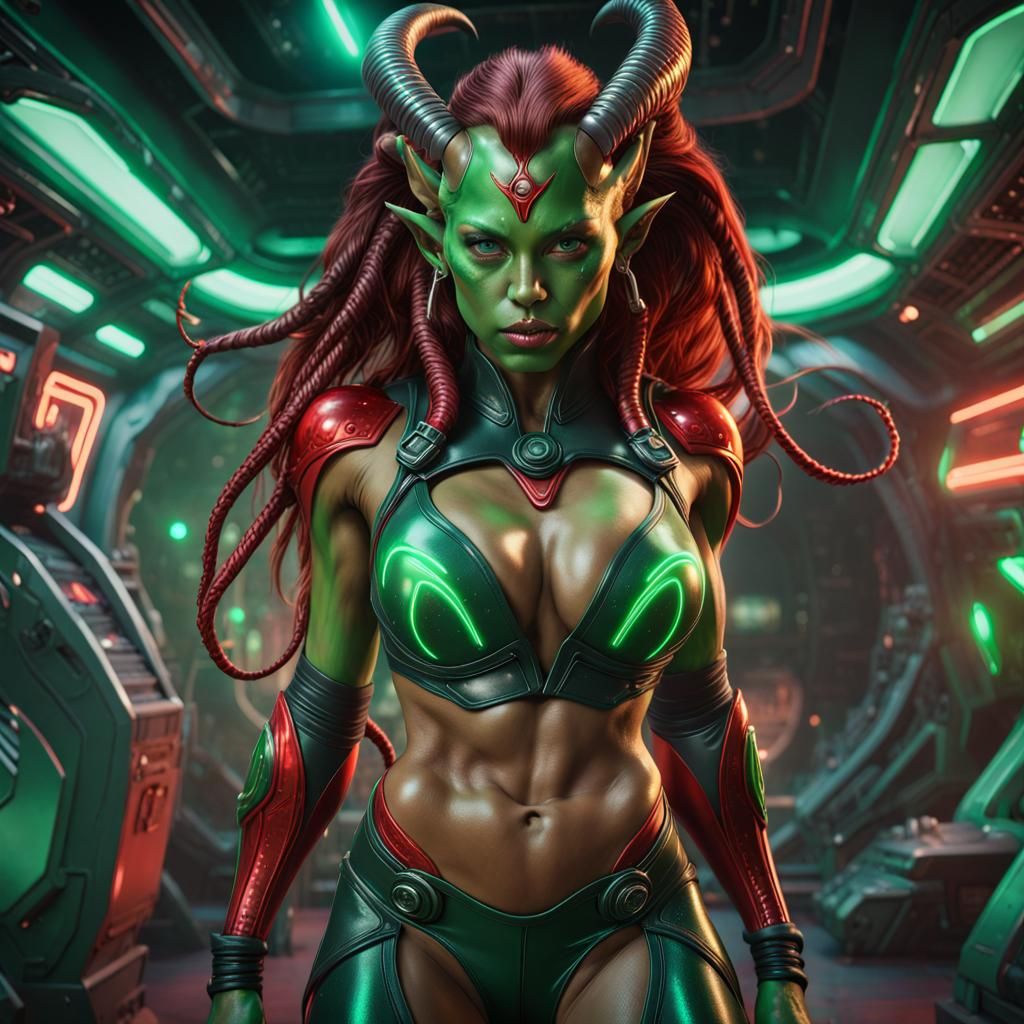 Heroic Alien Wrestler in Futuristic Spacecraft