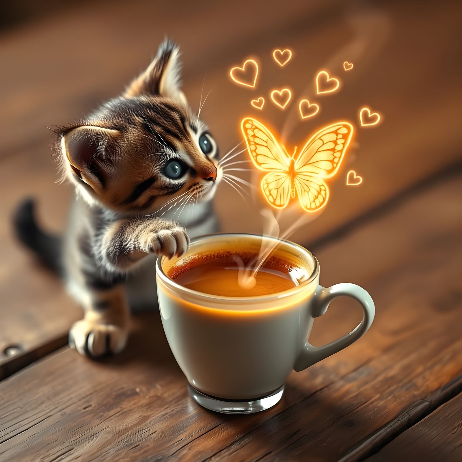 Magical Kitten and Steam Butterfly Art