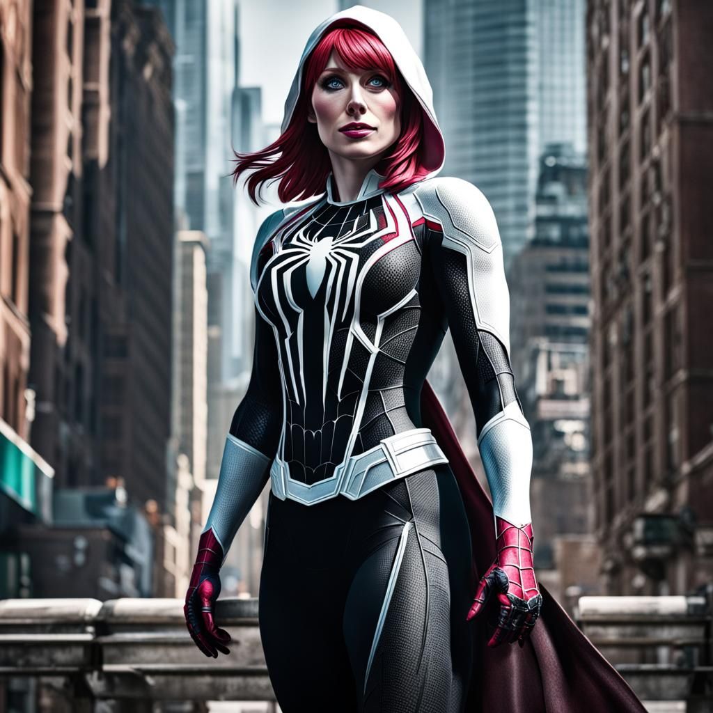 Hyperrealistic Spider-Gwen Portrait in 64 Megapixels