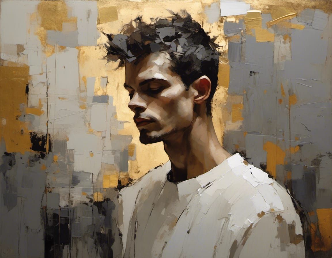 Young Man in Golden Light, Chiaroscuro Portrait