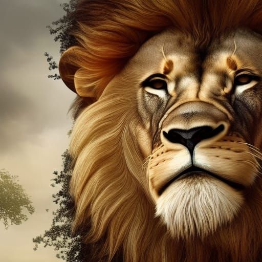 Epic Lion in Detailed Digital Matte Painting