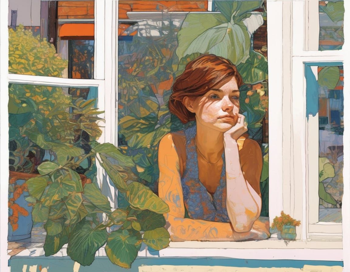 Portrait of a Happy Young Woman in a Floral Setting