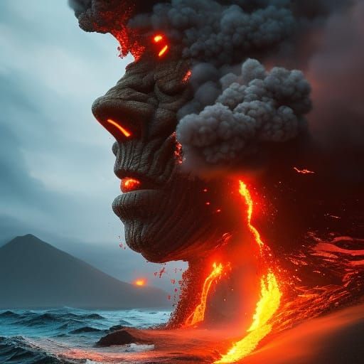 Underwater Volcanic Eruption: Dystopian Portrait