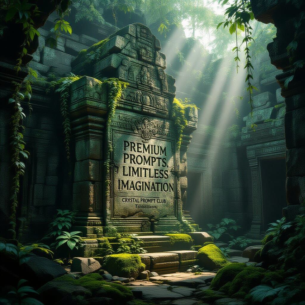 Ancient Moss Temple Wall in Jungle, Fantasy Concept Art