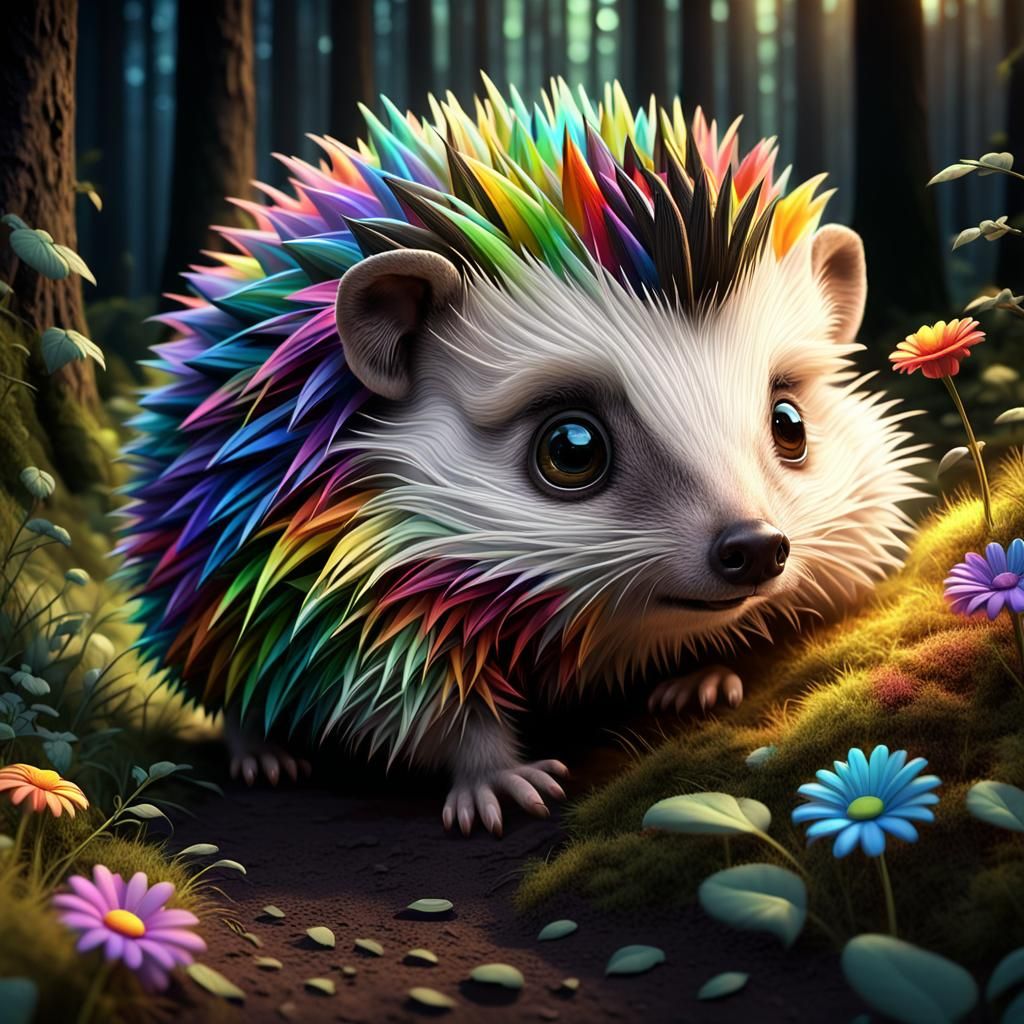Raibow-colored hedgehog