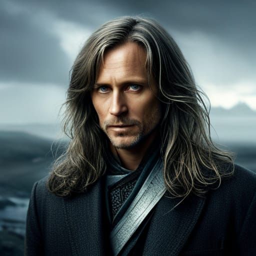 Dramatic Digital Painting of Man with Long Hair