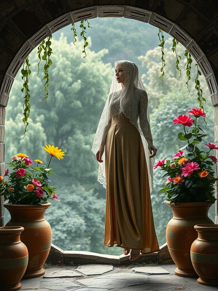 Surrealism Goddess in Terra Cotta Grotto