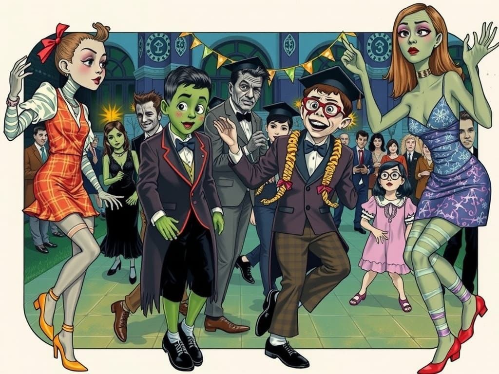 Undead Graduates Dance in Gothic Garden Prom