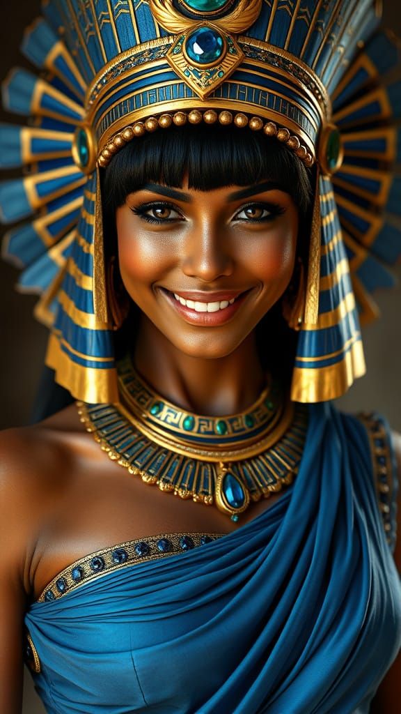 Ancient Egyptian Sorceress in Vibrant Oil Painting