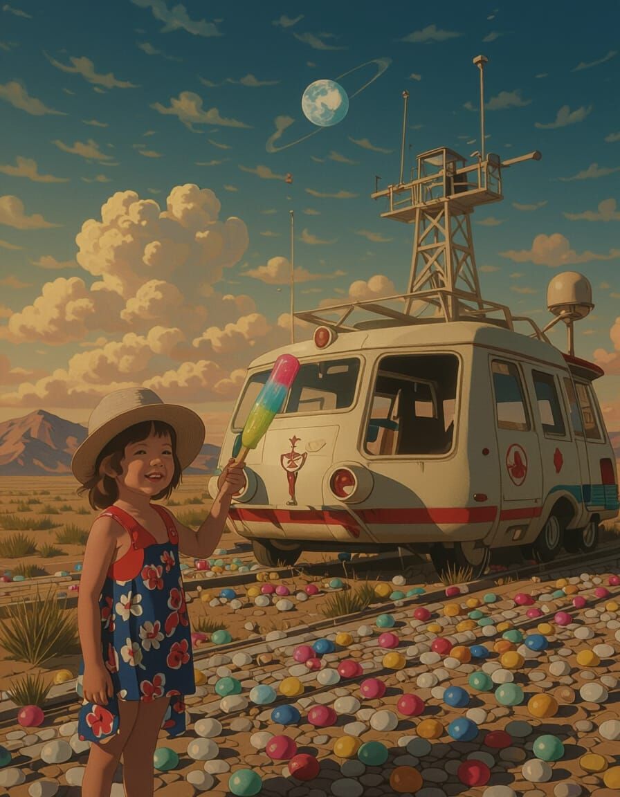 Child with Bomb Pop in Surreal Style