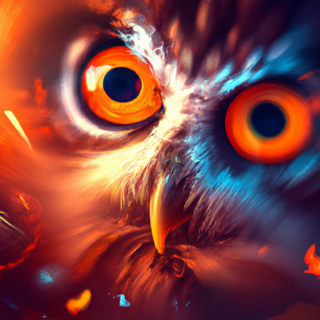 Abstract Owl Eyes in Detailed Matte Painting