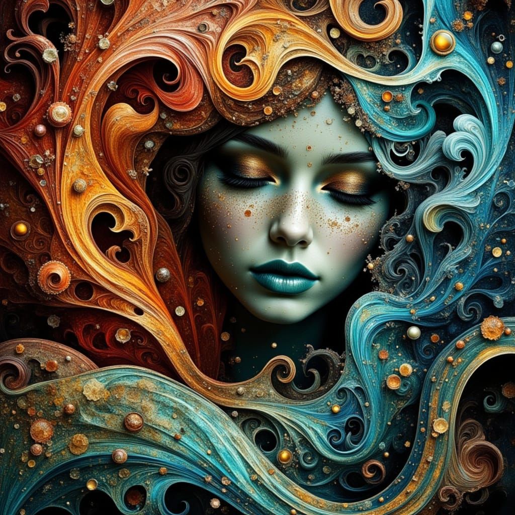 Dreamscape Portrait with Swirling Fractals
