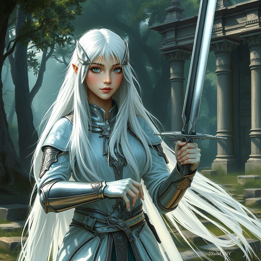 Ethereal Princess Knight in High Fantasy Style