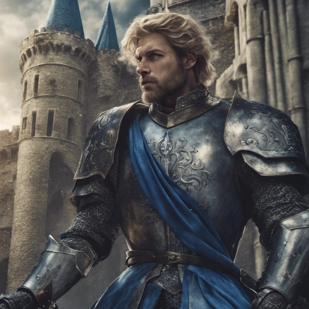 Medieval Knight in Silver Armor, Detailed Digital Art