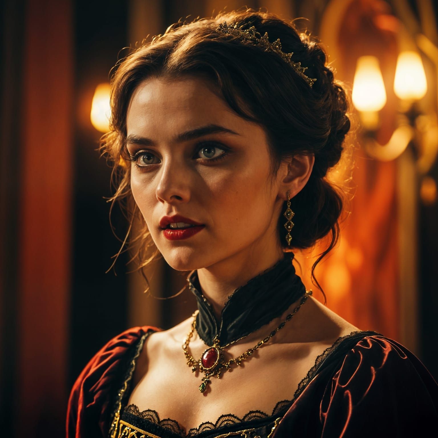 Aristocratic Vampire in Renaissance Gown: Cinematic Portrait