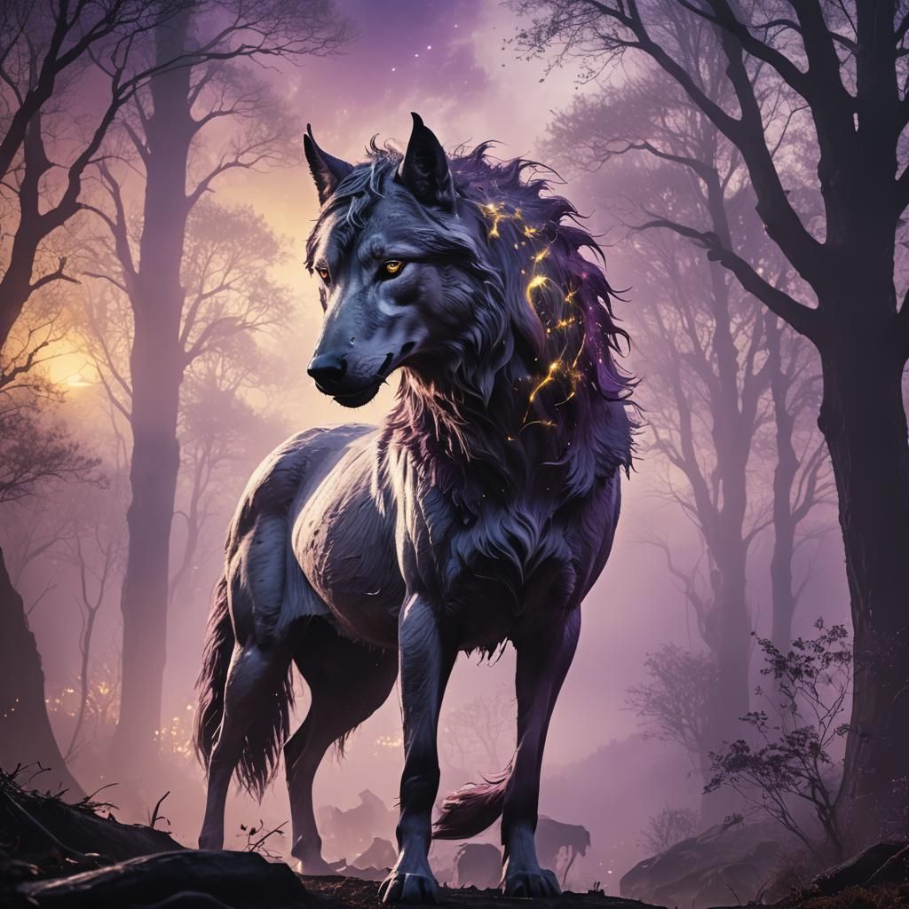 Wolf with unicorn spirit