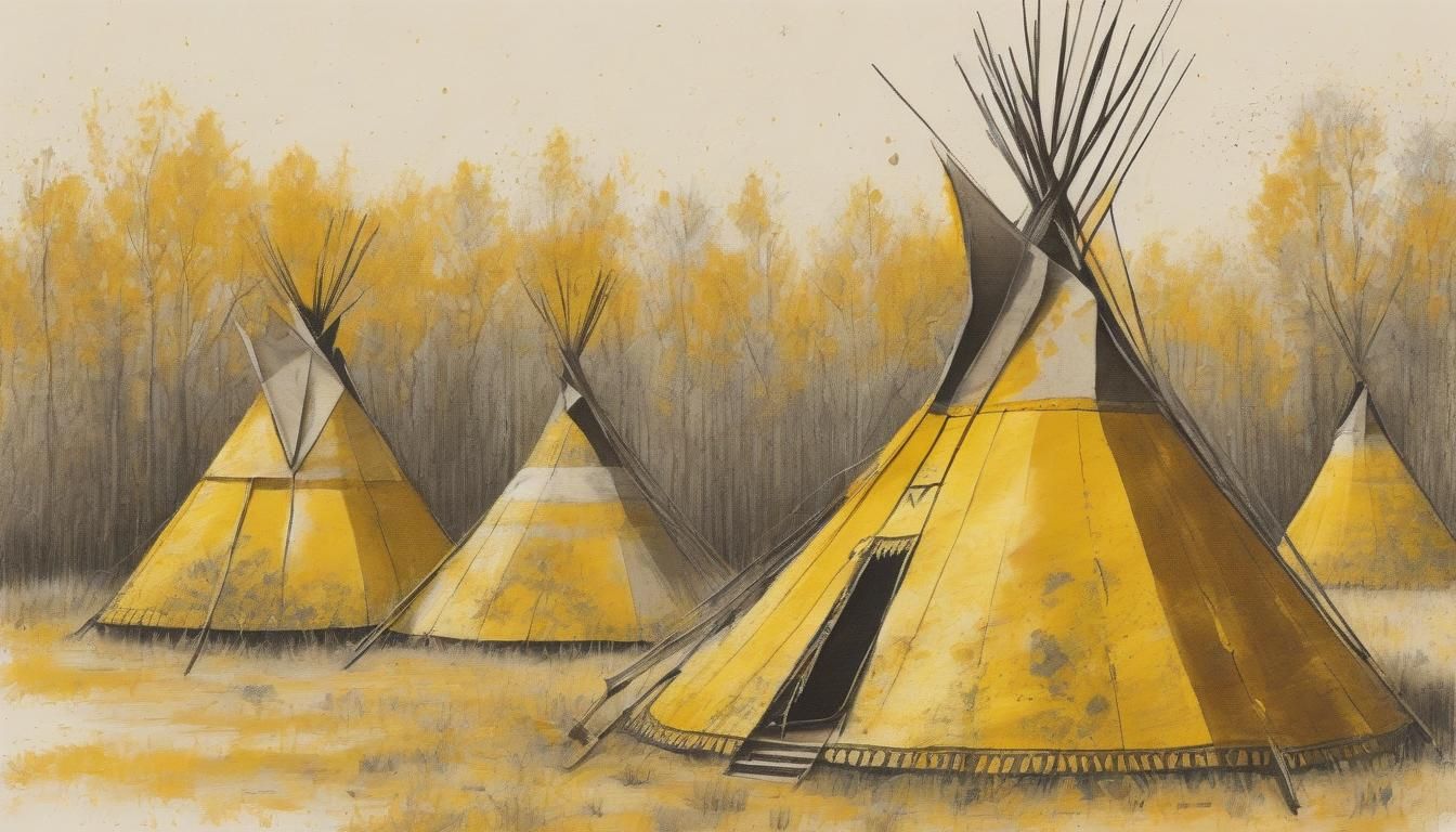 Native American Tipi in Yellow Crayon