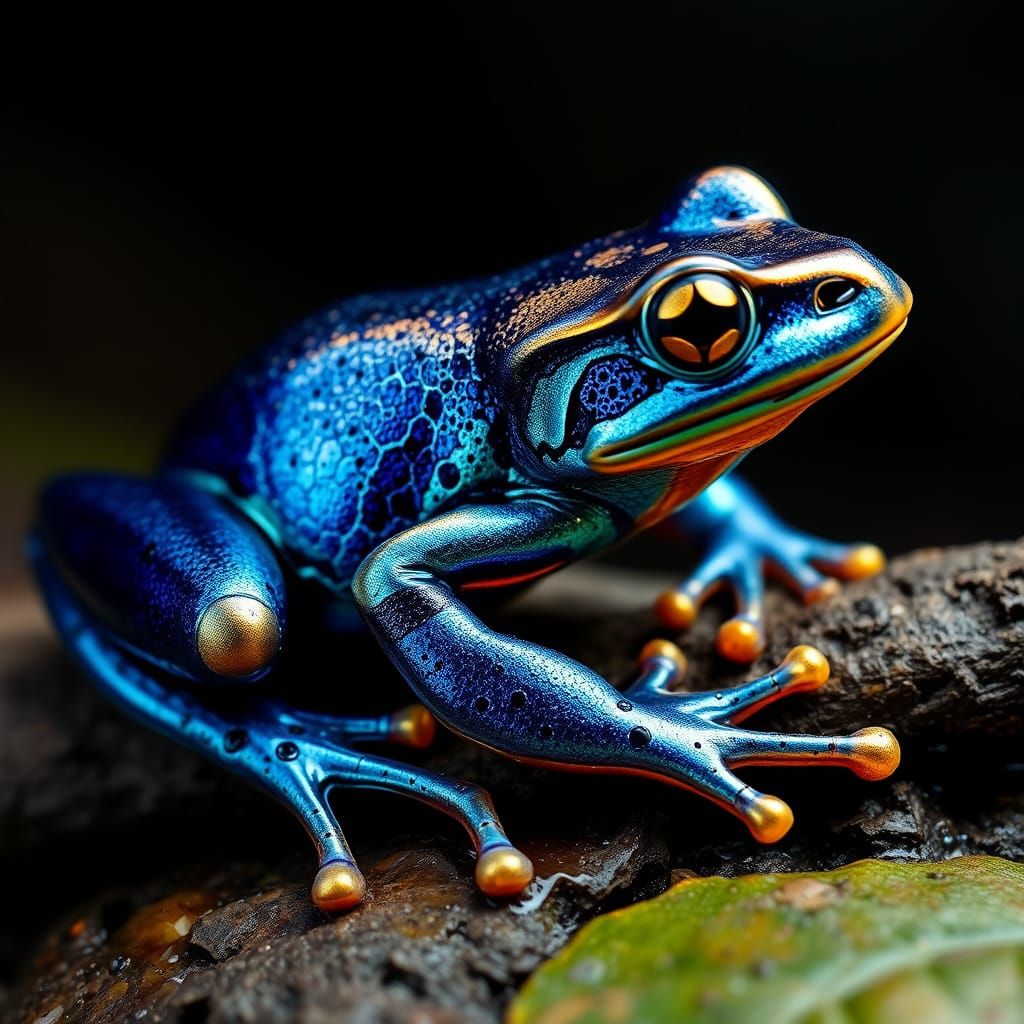 Vibrant Iridescent Frog in Blue Hues