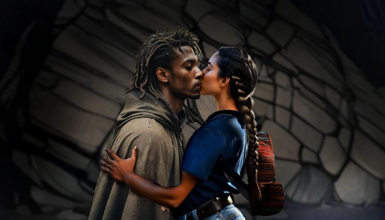 Retro Blue Jeans Scene in Neon Style