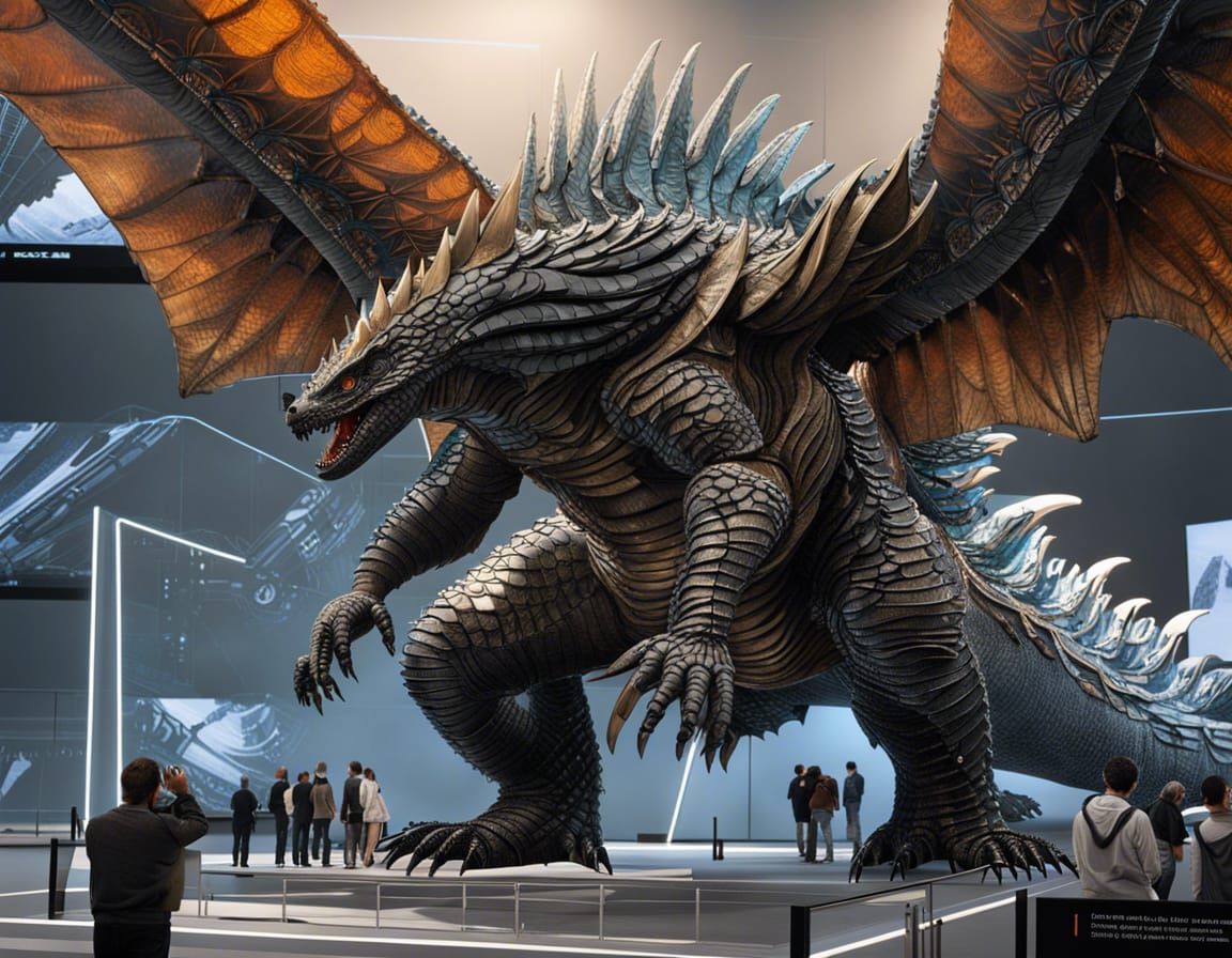 Winged Godzilla Skeletal Structure in Virtual Exhibit
