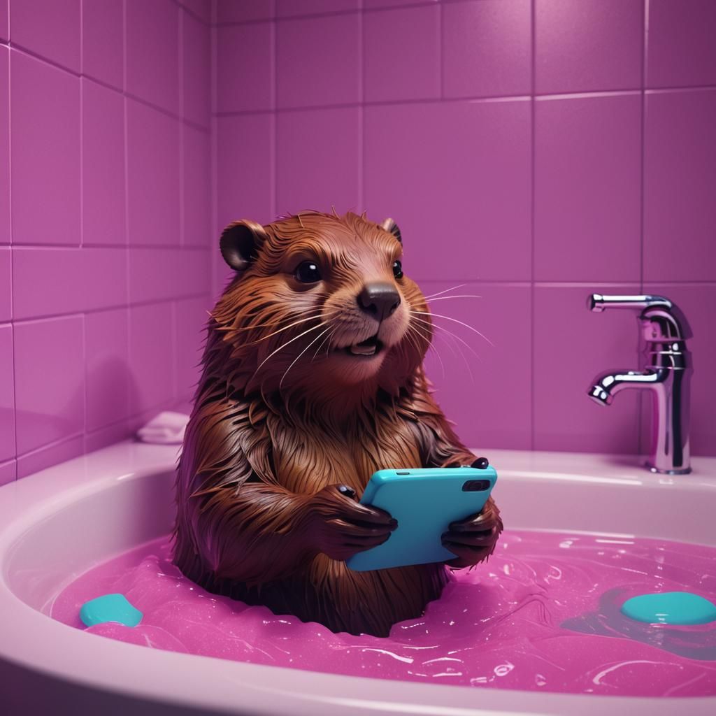 Beaver in Bathtub, Disney-Style Synthwave