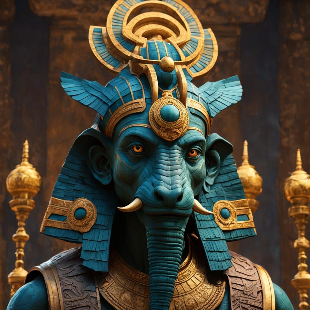 Pantheon of major and minor gods, from various religions realistic photo style, animal and human headed supreme beings t...