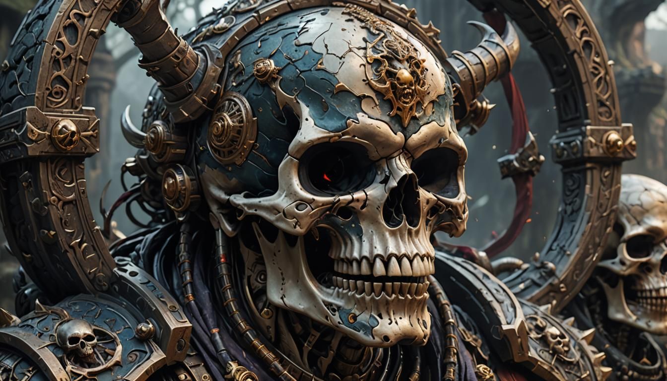 Aggressive Skull: Detailed Matte Painting in Deep Color