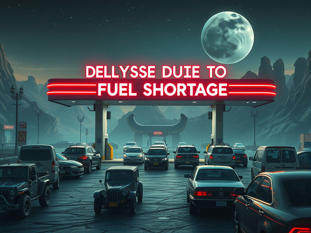Alien Gas Station Fuel Shortage in Cyberpunk Style