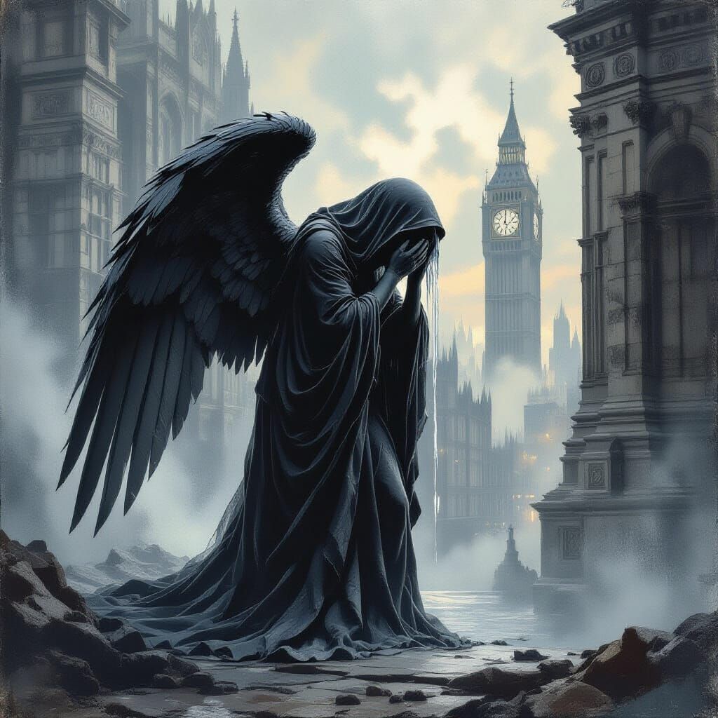 Doctor Who Weeping Angel in Gothic Horror Style