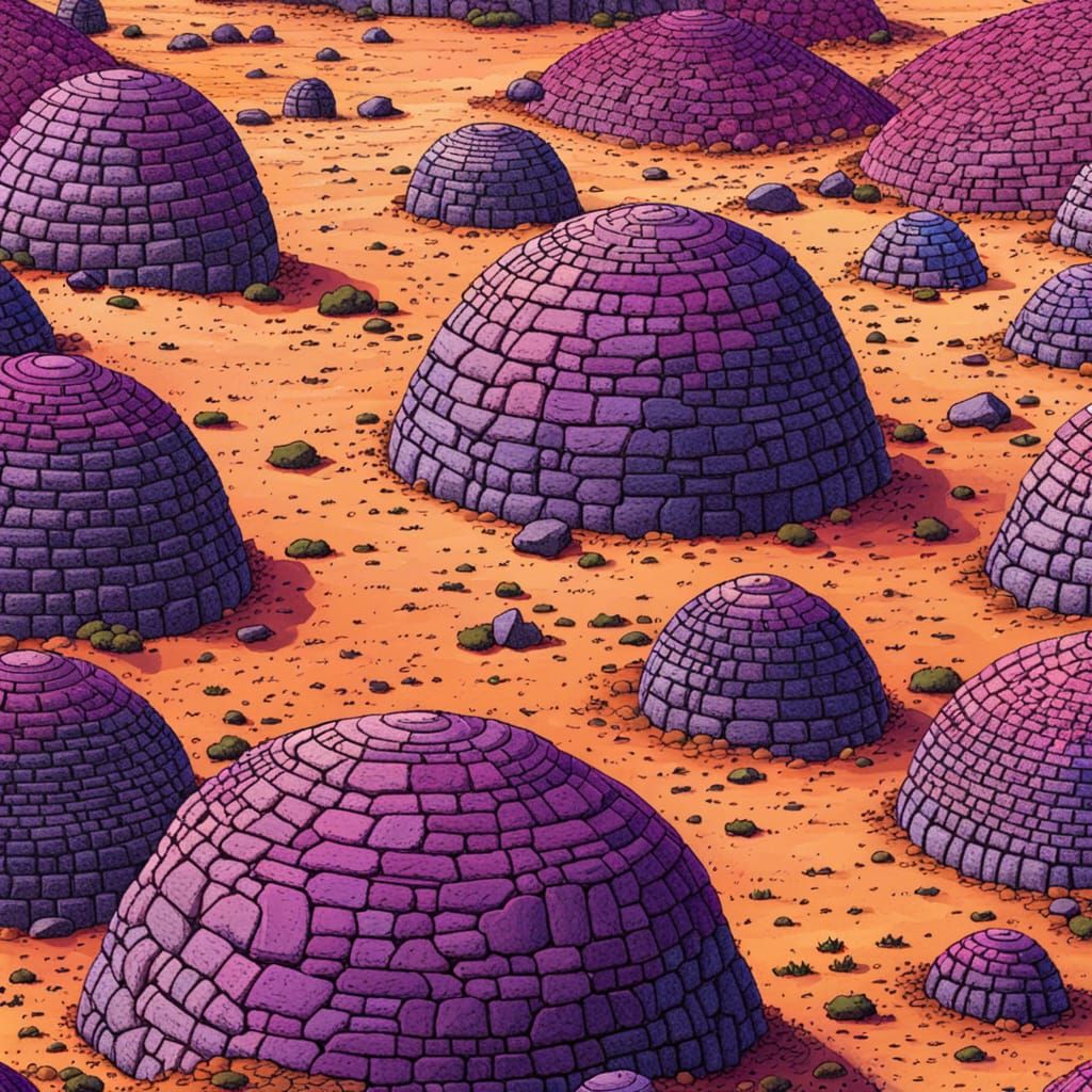 Desert Domes in Moebius Style