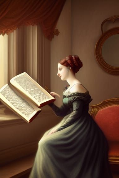 Victorian Woman Reading: Detailed Matte Painting