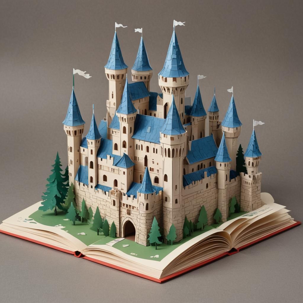Charming 2D Paper Castle Pop-Up Book