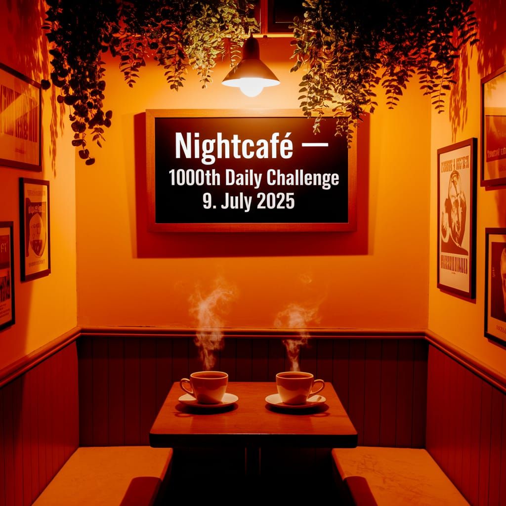 Cozy Night Café Interior with Coffee and Vintage Decor