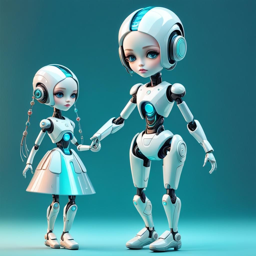 Futuristic 3D Doll with High-Tech Effects