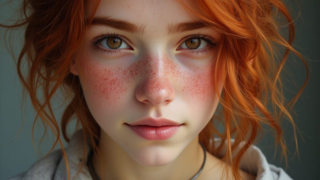 Redhead with Freckles: An Impasto Oil Painting