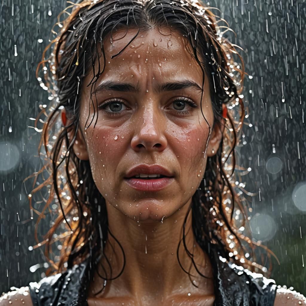 Person Singing in the Rain: Macro Portrait