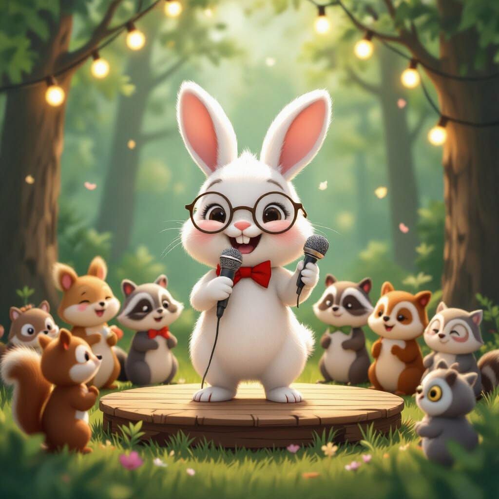 Hilarious Bunny Comedian in Cartoon Style