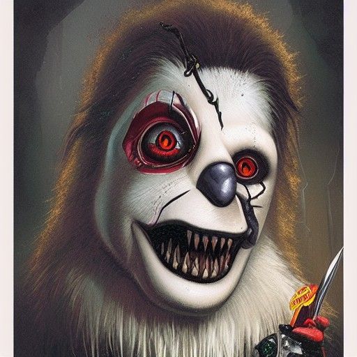 Haunted Showbiz Pizza Mascot with Bloody Eyes