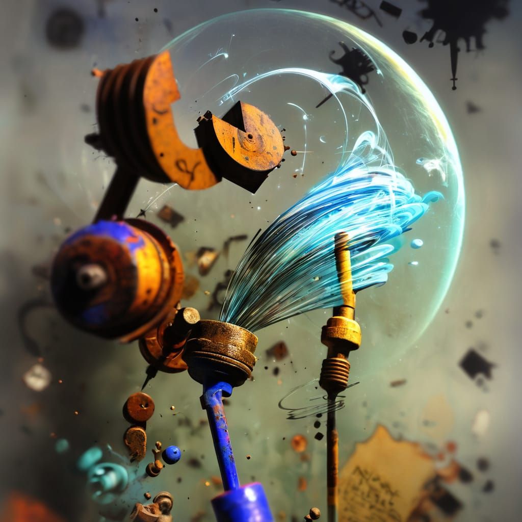 exploding worlds of decrepit old shabby organic graffito inf...