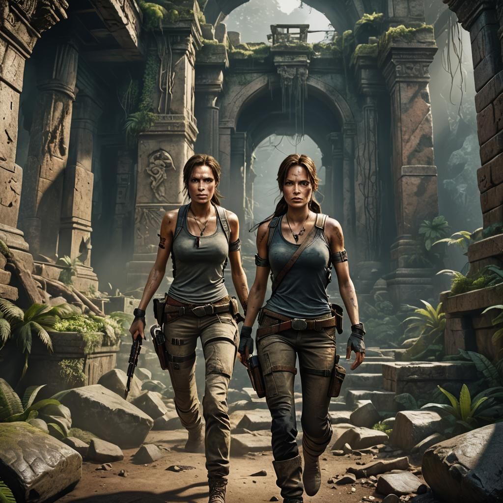 angelina jolie as lara croft in the computer game tomb raide...