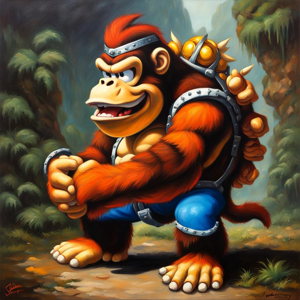 Bowser Donkey Kong Hybrid in Oil Painting