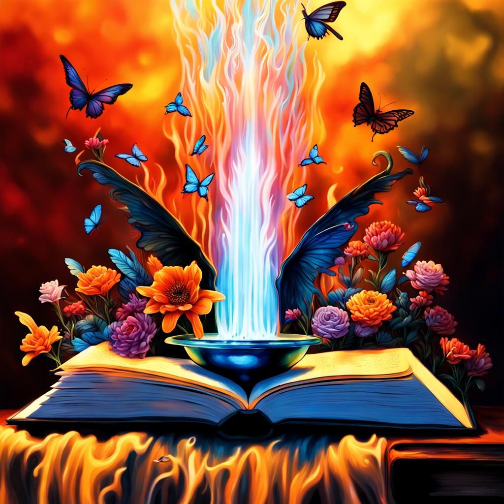 Flying Flaming Fountain of Knowledge—Four Elements