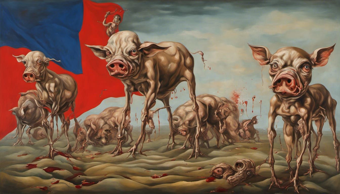 Surreal Pig Soldiers Stealing Food in Irish Famine