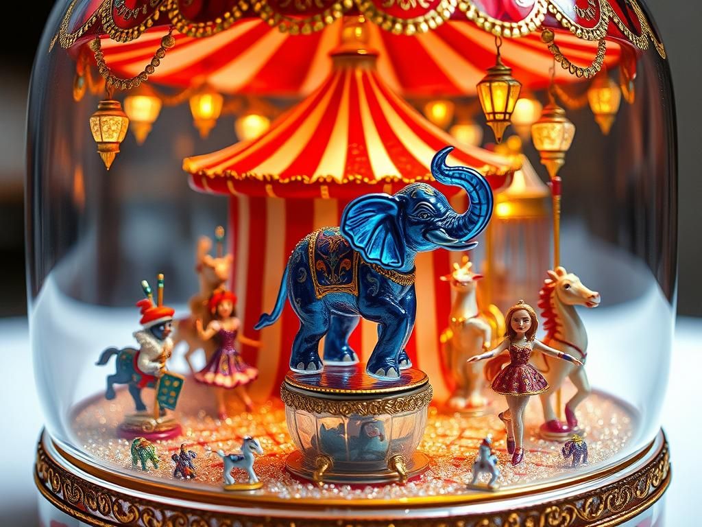 Miniature Glass Circus with Enamel Figurines