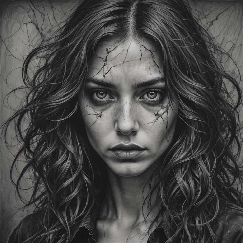 Hyperdetailed Charcoal Drawing in Black