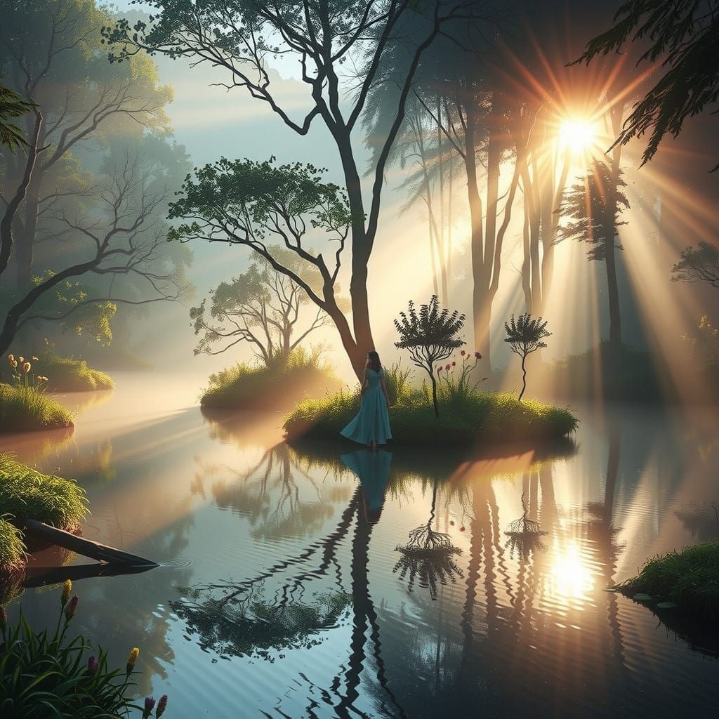 Water reflections in the warm morning light