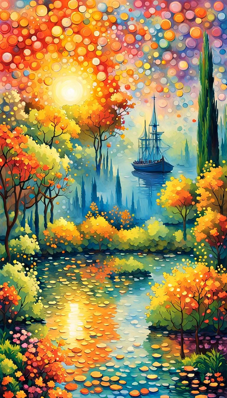 Prismatic Landscape Inspired by Monet and Moebius