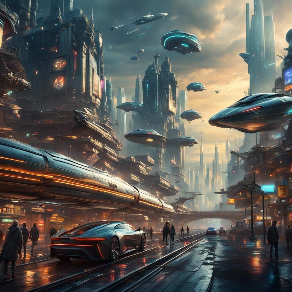 Epic Futuristic Cityscape in Detailed Digital Matte Painting