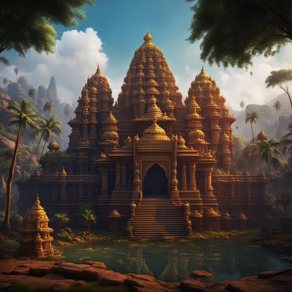Detailed Matte Painting of Karnataka in Deep Color